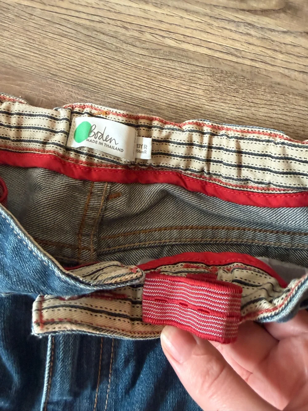 Mini Boden Blue Denim Jeans with Red Trim